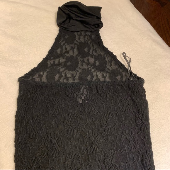 Halter Neck Open Back Transparent Lace Top - Picture 10 of 15